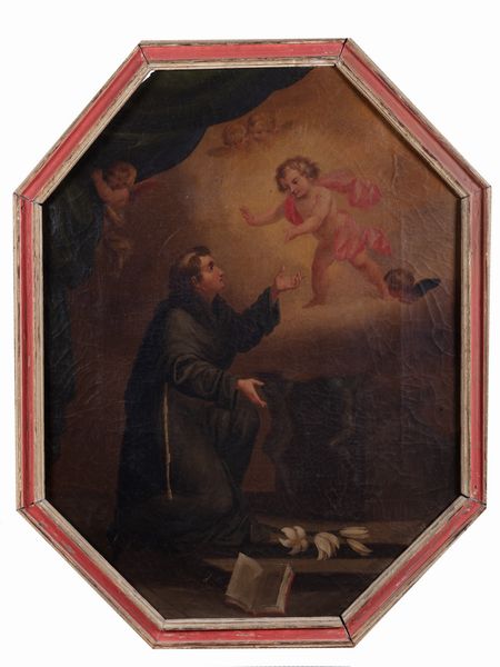 ,Scuola italiana, secolo XVIII : Visione di Sant'Antonio da Padova  - Asta Incanti d'Arte - Associazione Nazionale - Case d'Asta italiane