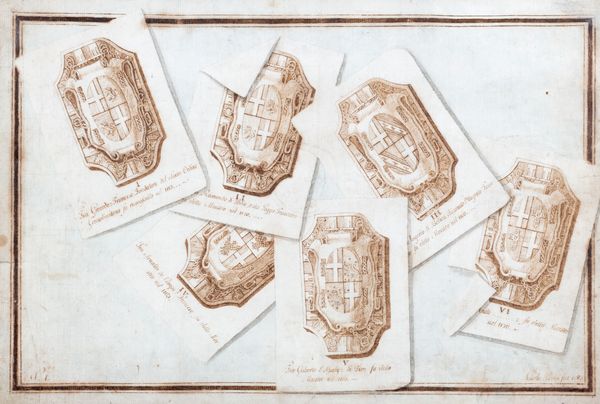 ,Scuola italiana, secolo XVIII : Trompe-l'il con stemmi nobiliari di Gran Maestri  - Asta Incanti d'Arte - Associazione Nazionale - Case d'Asta italiane