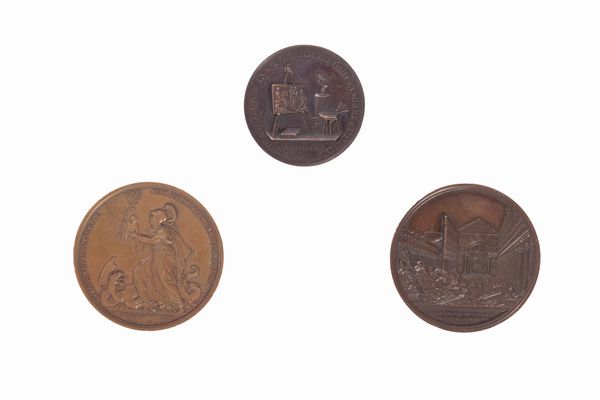 Lotto composto da tre medaglie in bronzo, raffiguranti ritratti sul recto, secolo XIX  - Asta Incanti d'Arte - Associazione Nazionale - Case d'Asta italiane