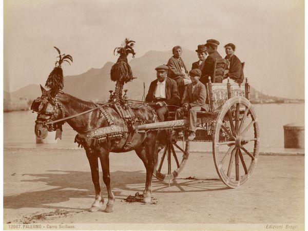 ,Giacomo Brogi : Palermo Carro Siciliano, 1880 circa  - Asta Immagini di Sicilia dallo Studio d'Agata ed altre collezioni - Associazione Nazionale - Case d'Asta italiane