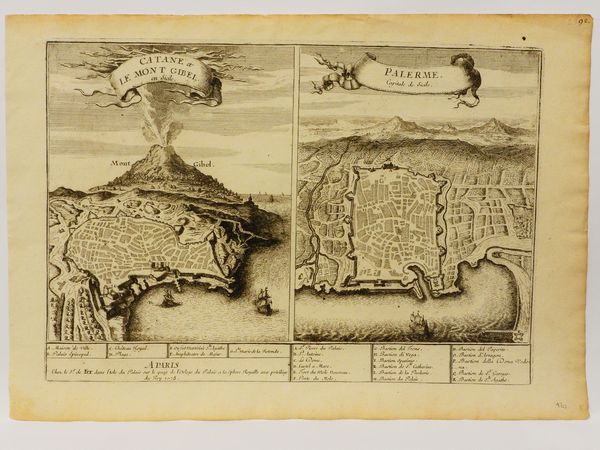 ,Nicolas De Fer : Catane e le Mont Gibel en Sicile - Palerme Capitale de SIcilie 1705 circa  - Asta La Sicilia nelle Collezioni di Casa d'Agata a Taormina: la Raccolta di Stampe - Associazione Nazionale - Case d'Asta italiane