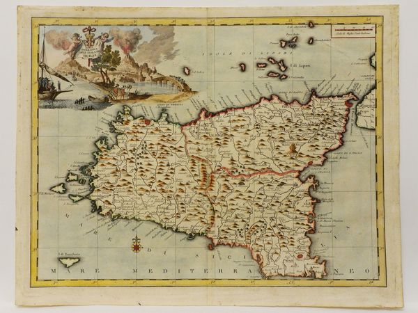 ,Thomas Salmon : Carta geografia dell'Isola di Sicilia 1762  - Asta La Sicilia nelle Collezioni di Casa d'Agata a Taormina: la Raccolta di Stampe - Associazione Nazionale - Case d'Asta italiane