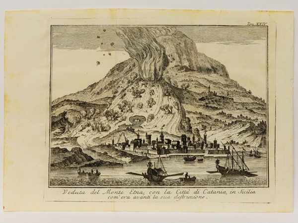 ,Thomas Salmon : Veduta del Monte Etna, con la sua citt di Catania, in Sicilia...  - Asta La Sicilia nelle Collezioni di Casa d'Agata a Taormina: la Raccolta di Stampe - Associazione Nazionale - Case d'Asta italiane