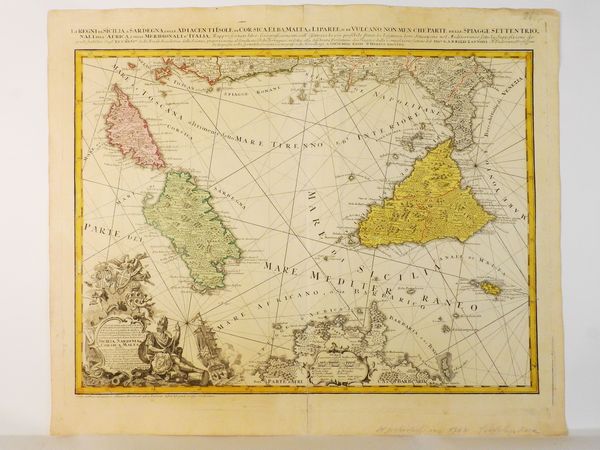 ,Giovanni Antonio Zannoni Rizzi : Li Regni di Sicilia e Sardegna, colle adiacenti Isole di Corsica, Elba, Malta, e Liparee, ...  - Asta La Sicilia nelle Collezioni di Casa d'Agata a Taormina: la Raccolta di Stampe - Associazione Nazionale - Case d'Asta italiane