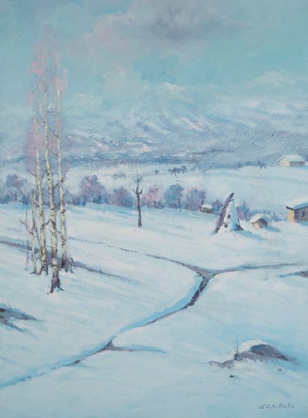 ,GILBERTO CASELLATO : Paesaggio innevato  - Asta Asta a tempo di arte moderna e contemporanea - Associazione Nazionale - Case d'Asta italiane