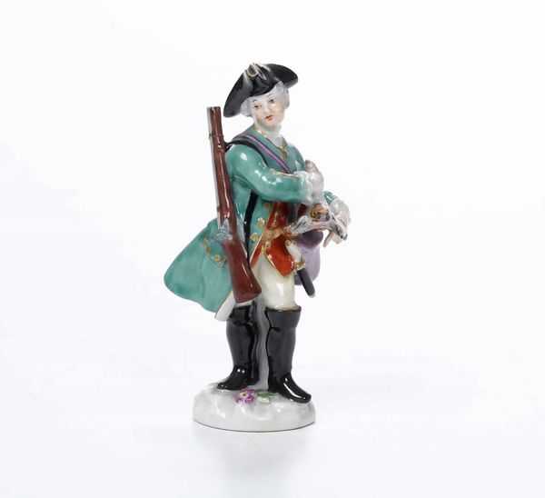 Figurina in miniatura di cacciatore Meissen, seconda met del XX secolo  - Asta Ceramiche | Cambi Time - Associazione Nazionale - Case d'Asta italiane