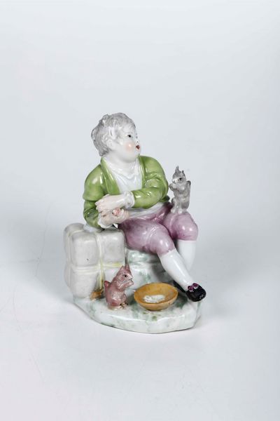 Figurina di bimbo Vienna, Manifattura Imperiale, verso il 1760  - Asta Ceramiche | Cambi Time - Associazione Nazionale - Case d'Asta italiane