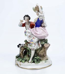 Gruppo galante Napoli (?), Capodimonte (?), XX secolo  - Asta Ceramiche | Cambi Time - Associazione Nazionale - Case d'Asta italiane