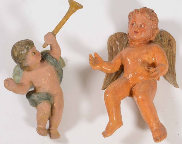 Due putti alati in cartapesta  - Asta Scultura e Oggetti d'Arte | Cambi Time - Associazione Nazionale - Case d'Asta italiane