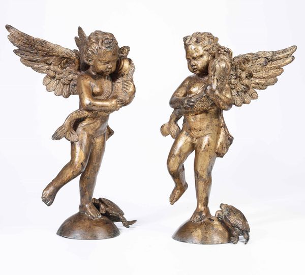 Coppia di putti. Bronzo dorato. Fonditore del XIX-XX secolo  - Asta Scultura e Oggetti d'Arte | Cambi Time - Associazione Nazionale - Case d'Asta italiane