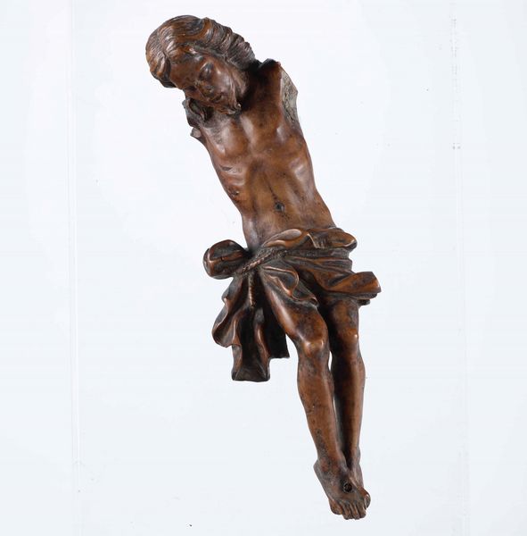 Cristo mutilo in legno di bosso. XVII-XVIII secolo  - Asta Scultura e Oggetti d'Arte | Cambi Time - Associazione Nazionale - Case d'Asta italiane