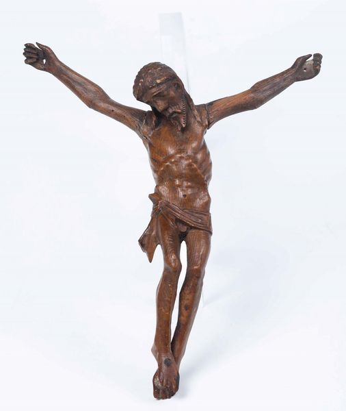 Antico Cristo ligneo. XVII-XVIII secolo  - Asta Scultura e Oggetti d'Arte | Cambi Time - Associazione Nazionale - Case d'Asta italiane