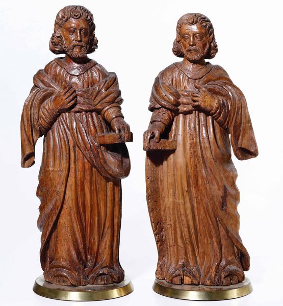 Coppia di Santi. Legno scolpito. Scultore dellarea alpina, XVII secolo  - Asta Scultura e Oggetti d'Arte | Cambi Time - Associazione Nazionale - Case d'Asta italiane