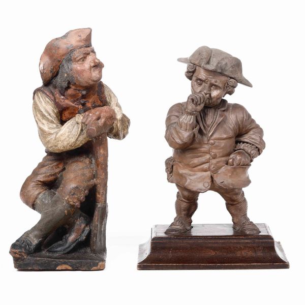 Due caricature grottesche. Terracotta dipinta e patinata. Plasticatore del XVIII-XIX secolo  - Asta Scultura e Oggetti d'Arte | Cambi Time - Associazione Nazionale - Case d'Asta italiane