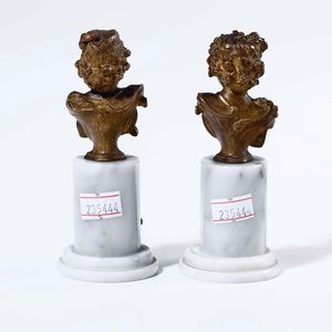 Busti di fauni. Bronzo fuso e dorato su colonne in marmo.Fonditore del XIX secolo  - Asta Scultura e Oggetti d'Arte | Cambi Time - Associazione Nazionale - Case d'Asta italiane