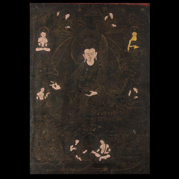 Thangka su seta raffigurante divinit su fondo nero e lumeggiature in color oro, Tibet, XIX secolo  - Asta Chinese Works of Art - Associazione Nazionale - Case d'Asta italiane