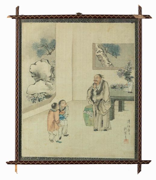 Dipinto su seta raffigurante saggio con discepoli, Cina, Dinastia Qing, XIX secolo  - Asta Chinese Works of Art - Associazione Nazionale - Case d'Asta italiane