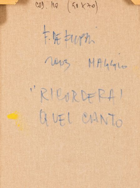 ,Fernando De Filippi : Ricorder quel canto  - Asta Arte Moderna | Cambi Time - Associazione Nazionale - Case d'Asta italiane