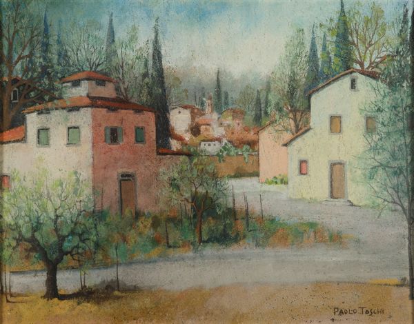 ,Paolo Toschi : Paesaggio con case  - Asta Arte Moderna | Cambi Time - Associazione Nazionale - Case d'Asta italiane