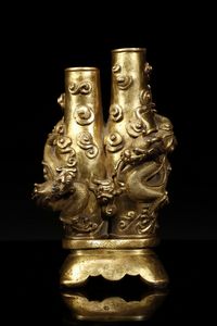 Arte Cinese - Vaso in bronzo dorato Cina, dinastia Qing, XVIII secolo