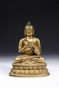 Arte Cinese - Buddha in bronzo dorato Cina, dinastia Qing, XIX secolo