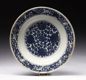 Arte Cinese - Piatto bianco e blu Cina, Transizione (1620-1683)