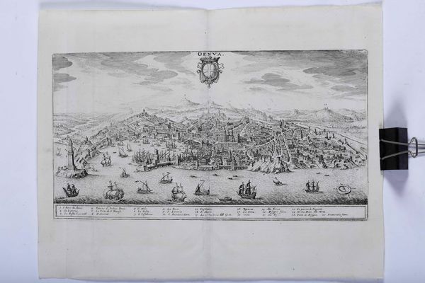 ,Matthaus Merian : Veduta di Genova, fine XVII secolo  - Asta Libri Antichi, Stampe, Incisioni e Carte Geografiche | Cambi Time - Associazione Nazionale - Case d'Asta italiane