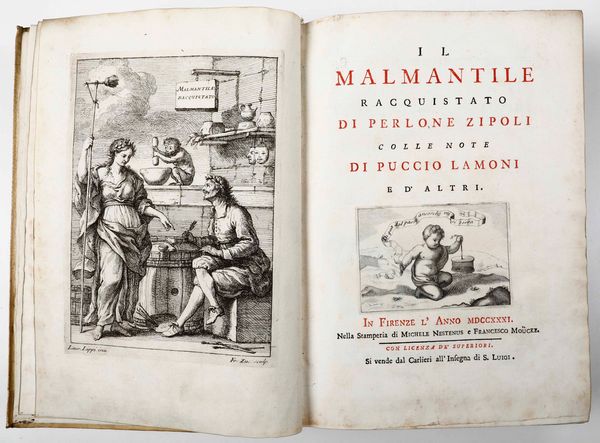 ,Lorenzo Lippi : Lippi Lorenzo Il malmantile racquistato di Perlone Zipoli, colle note di Puccio Lamoni... in Firenze, nella stamperia di Michele Nestenus e Francesco Mocke, 1731.  - Asta Libri Antichi, Stampe, Incisioni e Carte Geografiche | Cambi Time - Associazione Nazionale - Case d'Asta italiane