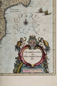 Willem Janszoon e Joan Blaeu Calabria Ultra olim, altera Magnae Graeciae pars.<BR>Amsterdam, secolo XVII.  - Asta Libri Antichi, Stampe, Incisioni e Carte Geografiche | Cambi Time - Associazione Nazionale - Case d'Asta italiane