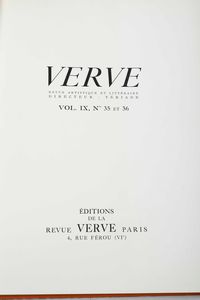 Matisse Herni Verve. Volume IX numeri 35 e 36. Edition de la revue Verve, Paris, 1958.  - Asta Libri Antichi, Stampe, Incisioni e Carte Geografiche | Cambi Time - Associazione Nazionale - Case d'Asta italiane