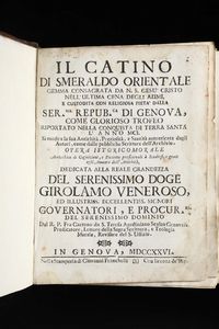 Gaetano da Santa Teresa Il catino di smeraldo orientale..Genova, Franchelli, 1726.  - Asta Libri Antichi, Stampe, Incisioni e Carte Geografiche | Cambi Time - Associazione Nazionale - Case d'Asta italiane