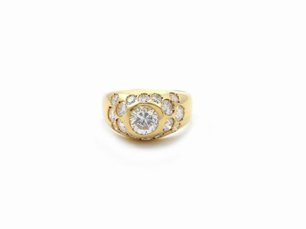 Anello in oro giallo con diamanti  - Asta Gioielli d'epoca e Orologi - Associazione Nazionale - Case d'Asta italiane