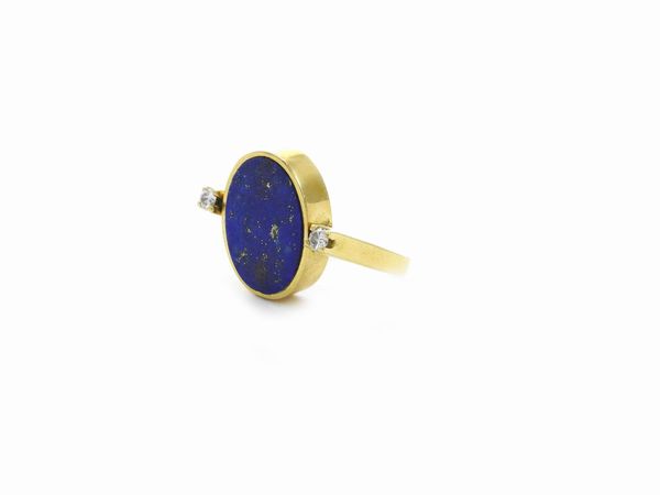 Anello in oro giallo con diamanti, lapislazzuli e malachite  - Asta Gioielli d'epoca e Orologi - Associazione Nazionale - Case d'Asta italiane