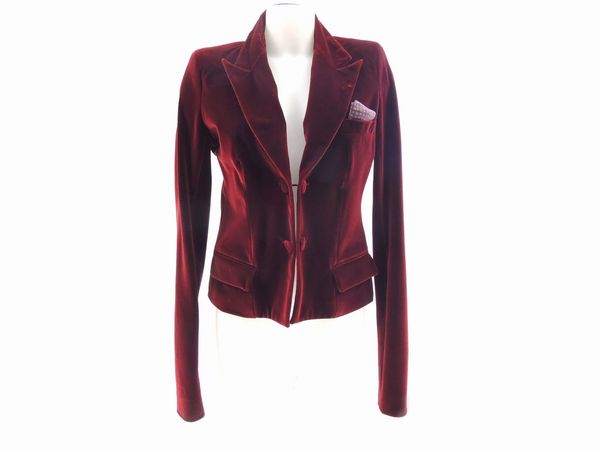 Giacca in velluto bordeaux, Yves Saint Laurent  - Asta Fashion Vintage e Bijoux / Un guardaroba maschile - Associazione Nazionale - Case d'Asta italiane