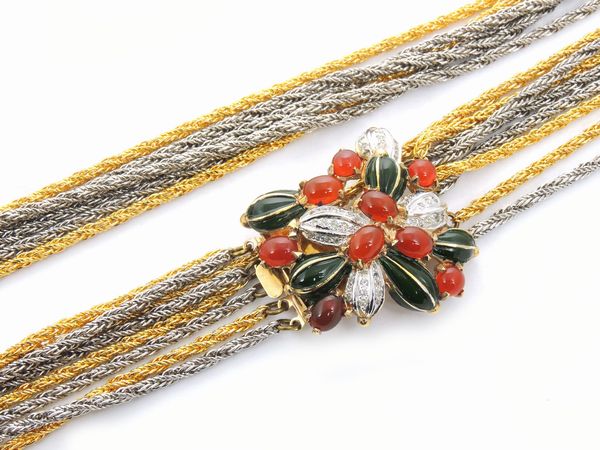 Collana multicatena in metallo dorato e argentato, Pierre Cardin  - Asta Fashion Vintage e Bijoux / Un guardaroba maschile - Associazione Nazionale - Case d'Asta italiane