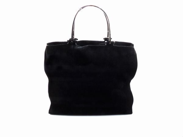 Borsa a mano in camoscio nero, Gucci  - Asta Fashion Vintage e Bijoux / Un guardaroba maschile - Associazione Nazionale - Case d'Asta italiane