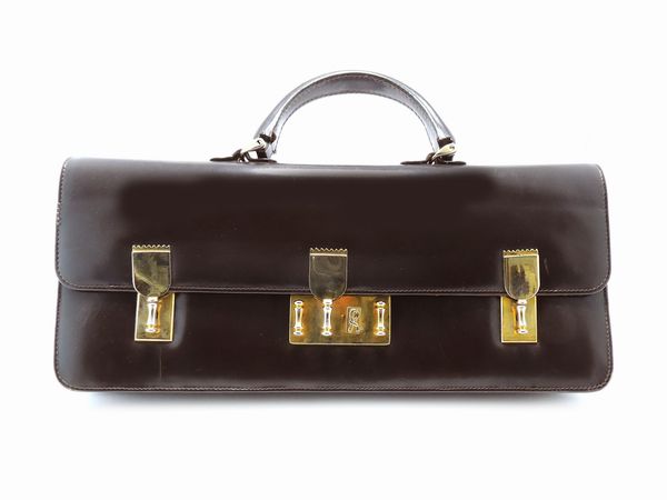 Borsa a mano in pelle marrone,  Roberta di Camerino  - Asta Fashion Vintage e Bijoux / Un guardaroba maschile - Associazione Nazionale - Case d'Asta italiane