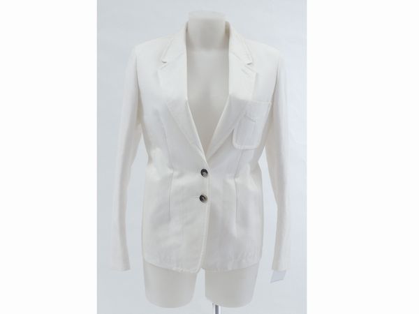 Giacca in cotone bianco, Yves Saint Laurent Rive Gauche  - Asta Fashion Vintage e Bijoux / Un guardaroba maschile - Associazione Nazionale - Case d'Asta italiane