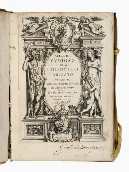 Ludovico Ariosto : Orlando furioso [...] nuovamente adornato di figure di rame da Girolamo Porro padovano.  - Asta Libri, autografi e manoscritti - Associazione Nazionale - Case d'Asta italiane