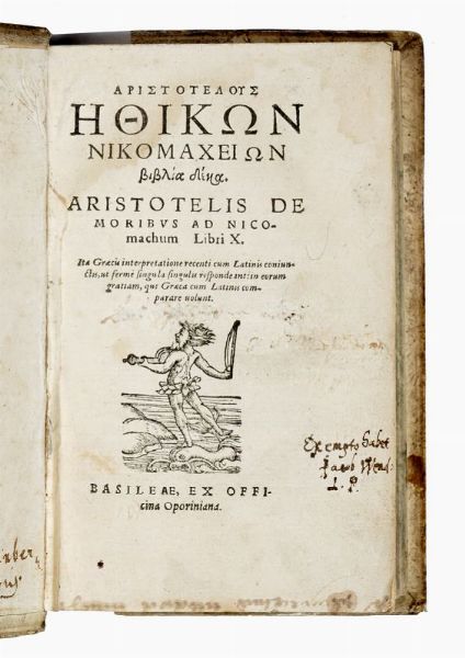 ARISTOTELES : De moribus ad Nicomachum libri X...  - Asta Libri, autografi e manoscritti - Associazione Nazionale - Case d'Asta italiane