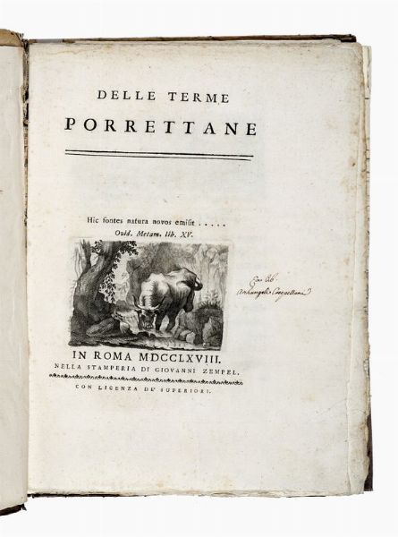 FERDINANDO BASSI : Delle terme porrettane.  - Asta Libri, autografi e manoscritti - Associazione Nazionale - Case d'Asta italiane