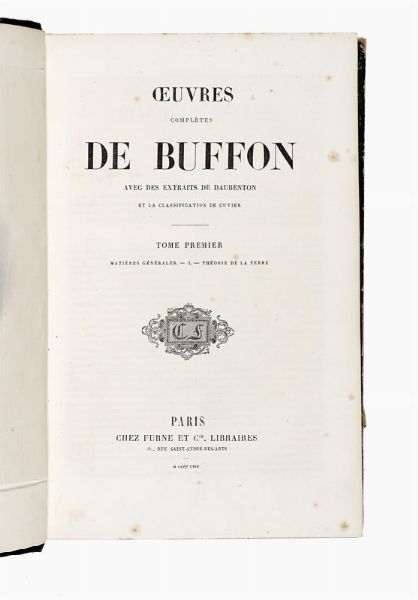 GEORGES LOUIS BUFFON : Oeuvres completes [?] avec des extraits de Daubenton et la classification de Cuvier [...]. Tome premier (-sixime).  - Asta Libri, autografi e manoscritti - Associazione Nazionale - Case d'Asta italiane