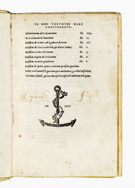 MARCUS TULLIUS CICERO : [...] Rhetoricorum ad C. Herennium lib. IIII. M.T. Ciceronis de inventione lib. II. Eiusdem de oratore...  - Asta Libri, autografi e manoscritti - Associazione Nazionale - Case d'Asta italiane