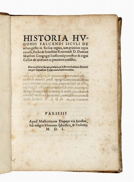 UGO FALCANDO : Historia [...] de rebus gestis in Siciliae regno.  - Asta Libri, autografi e manoscritti - Associazione Nazionale - Case d'Asta italiane