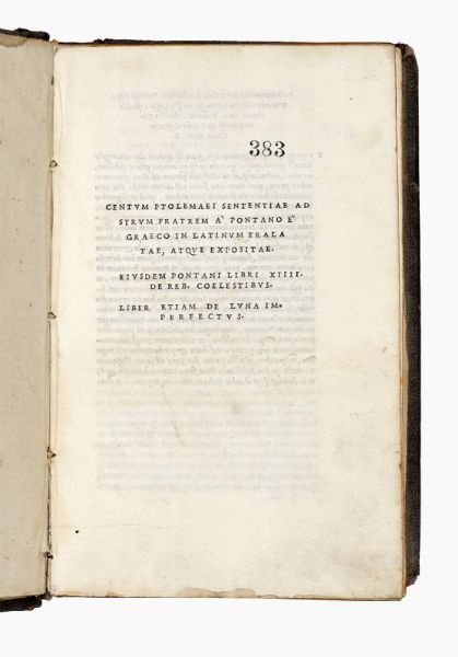 GIOVANNI GIOVIANO PONTANO : Opera omnia soluta oratione composita. Nomina librorum, qui in hisce tribus partibus continentur...  - Asta Libri, autografi e manoscritti - Associazione Nazionale - Case d'Asta italiane