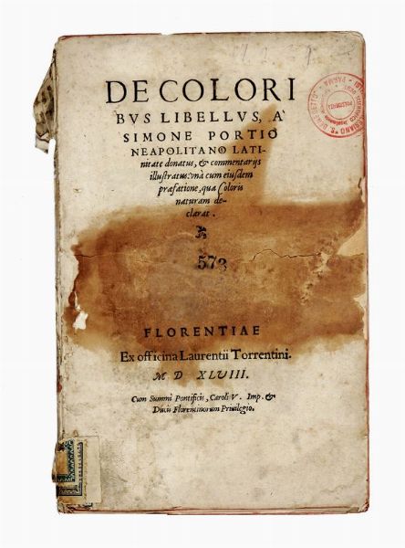 SIMONE PORZIO : De coloribus libellus.  - Asta Libri, autografi e manoscritti - Associazione Nazionale - Case d'Asta italiane