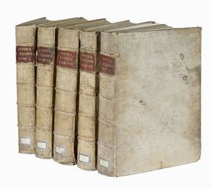 TOMMASO D'AQUINO (SANTO) : Summa theologica in quinque tomos distributa, cum commentariis Thomae De Vio cardinalis Cajetani et elucidationibus literalibus P. Seraphini Capponi a' Porrecta Ordinis Praedicatorum...  - Asta Libri, autografi e manoscritti - Associazione Nazionale - Case d'Asta italiane