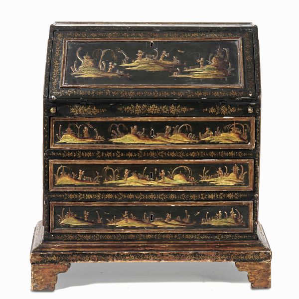 Ribalta in legno ebanizzato e laccato a chinoiserie. Italia, XIX secolo  - Asta Dimore Italiane - Associazione Nazionale - Case d'Asta italiane