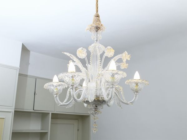 Lampadario in vetro soffiato incolore di Murano  - Asta Arredi, argenti, dipinti e curiosit d'epoca in parte provenienti da Villa Mannelli - Associazione Nazionale - Case d'Asta italiane