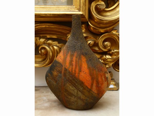 ,Marcello Fantoni : Vaso in terracotta smaltata nei toni terra  - Asta Arredi, argenti, dipinti e curiosit d'epoca in parte provenienti da Villa Mannelli - Associazione Nazionale - Case d'Asta italiane